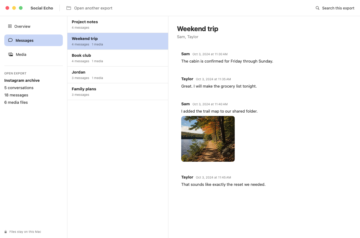 Social Echo conversation library